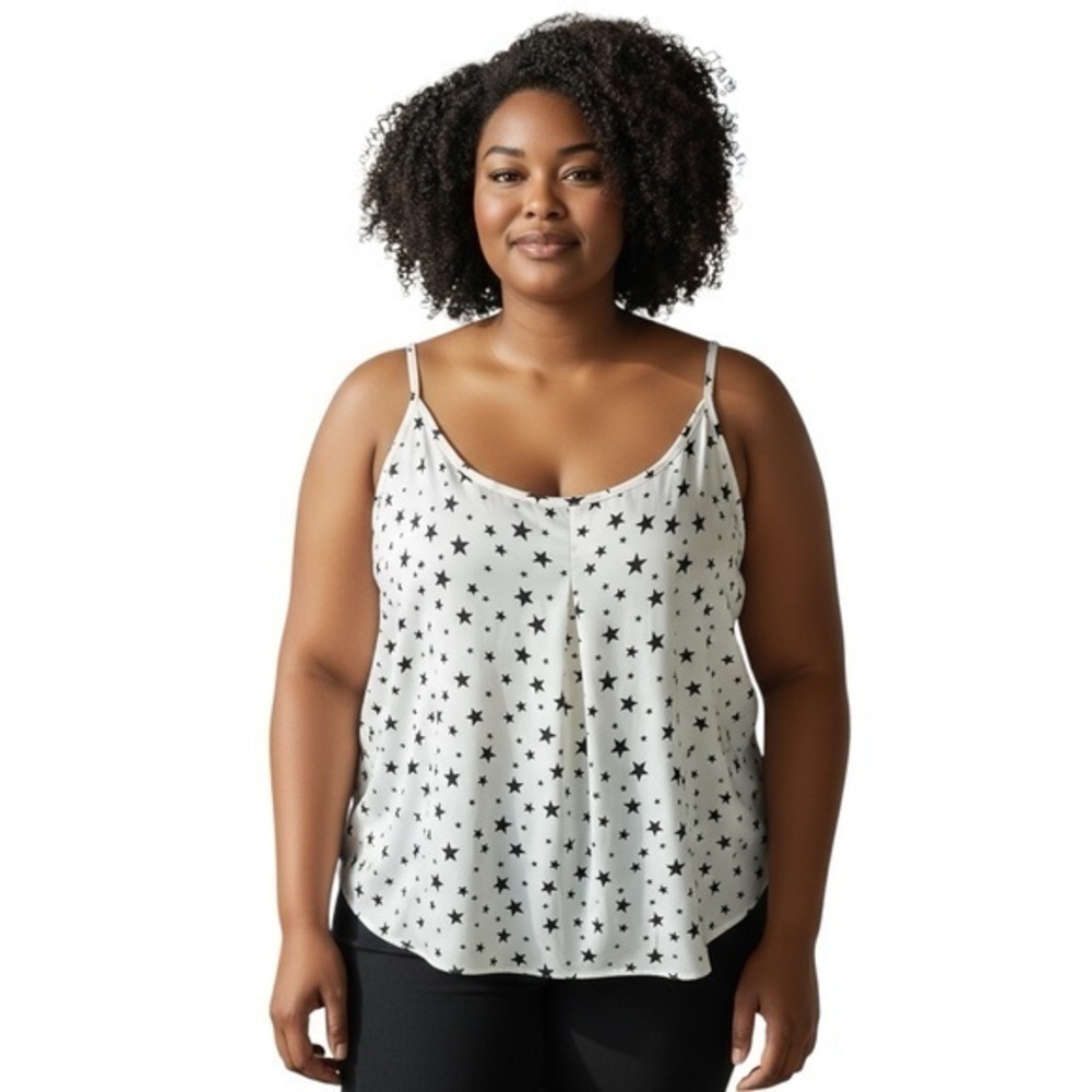 SHEIN Curve Star Print Camisole Top White and Black Plus Size‎ 4XL